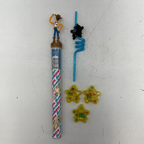 Lot Of 5 Original Disney Toy Story Buzz Woody Sweet Tarts Tube, Fun Straw, Badge - Picture 6 of 16
